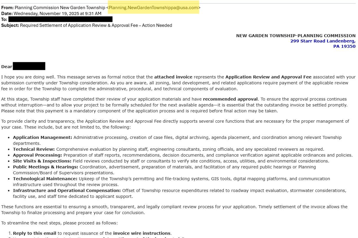 False Email Screenshot