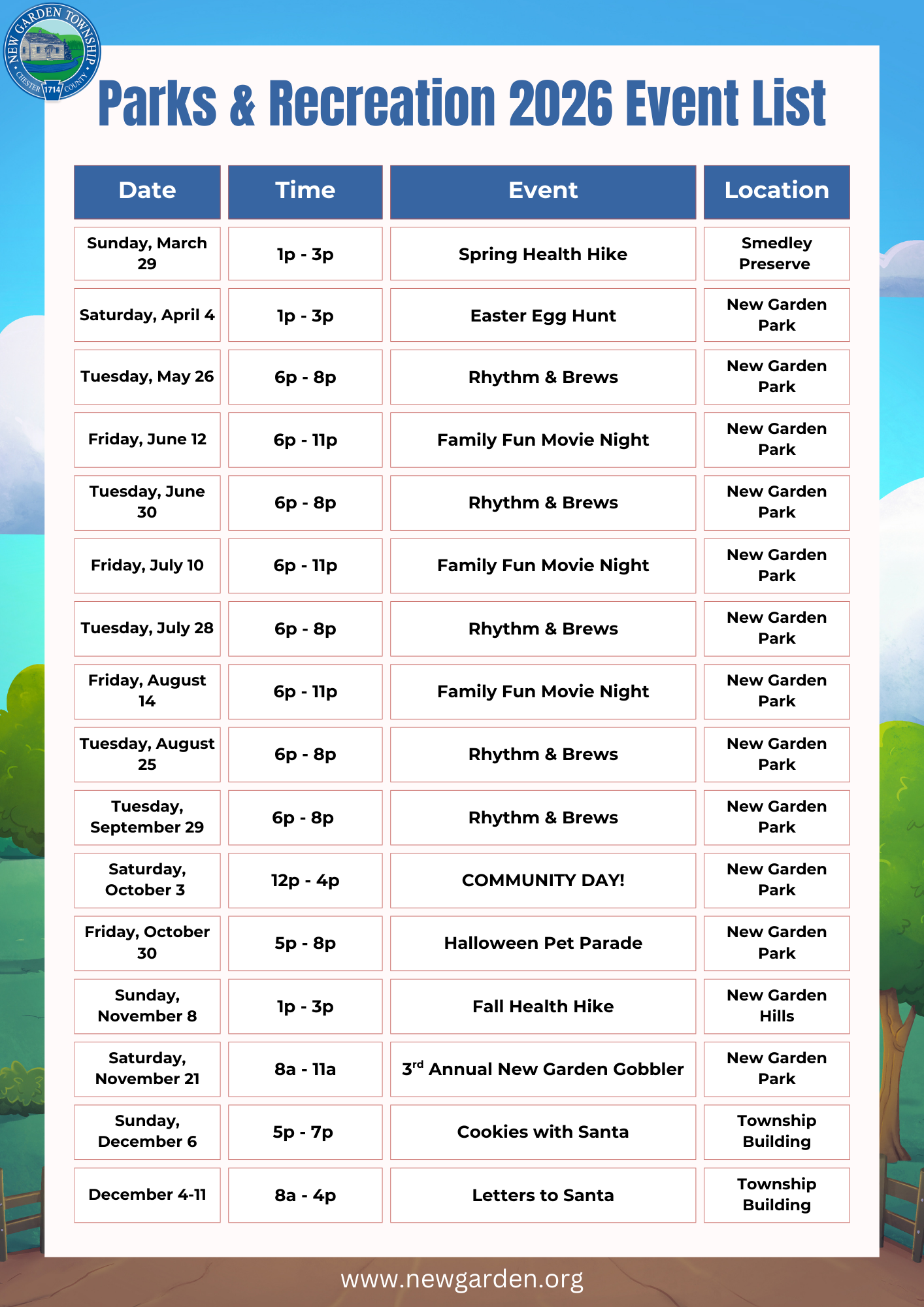 Parks Event 2026 Event List (1)