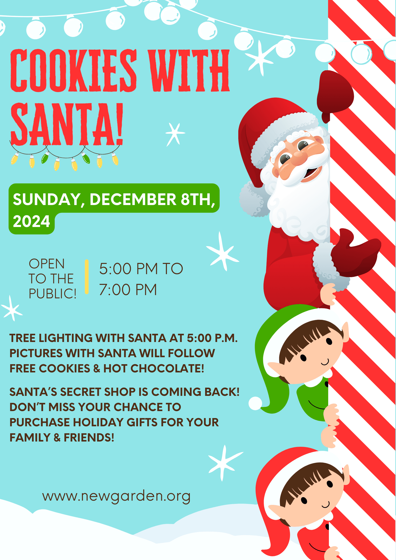 Blue and Red Illustrative Santa Claus Meet and Greet Event Poster (1)